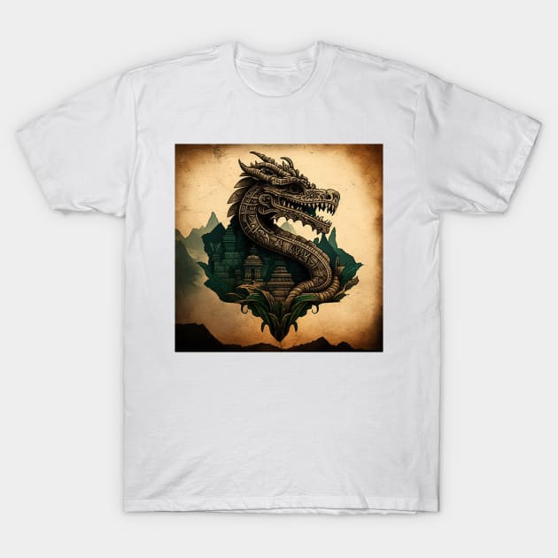 Quetzalcoatl Aztec 4 T-Shirt by AstroRisq